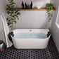 67" Freestanding Hydro Massage Whirlpool Bathtub with Center Drain