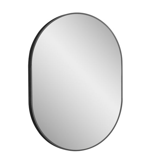 Vera 20" W x 28" H Oval Mirror in Matte Black