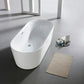 67" Acrylic Oval Double Ended Flatbottom Freestanding Bathtub in Glossy White