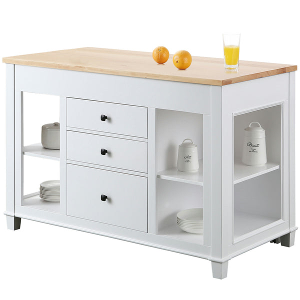 Medley 54 In. Kitchen Island With Slide Out Table in White